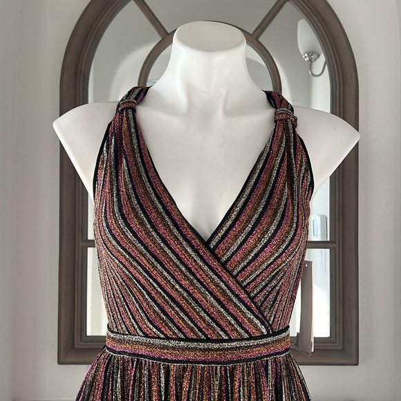 Aqua Striped Metallic Gown in Black Multi, Size XS New w/Tag Retail $298 - Picture 6 of 10